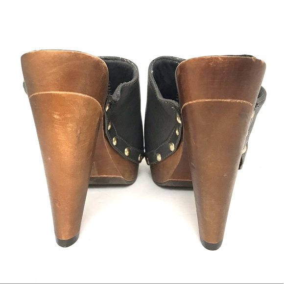 Ed Hardy peacock heart flash traditional tattoo leather clog studded heels - Picture 5 of 11